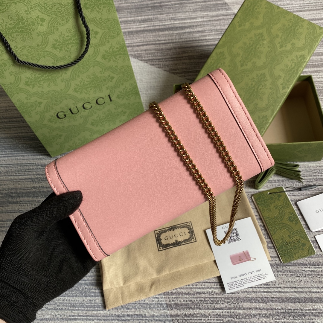 Gucci Diana Chain Wallet With Bamboo 658243 Pink